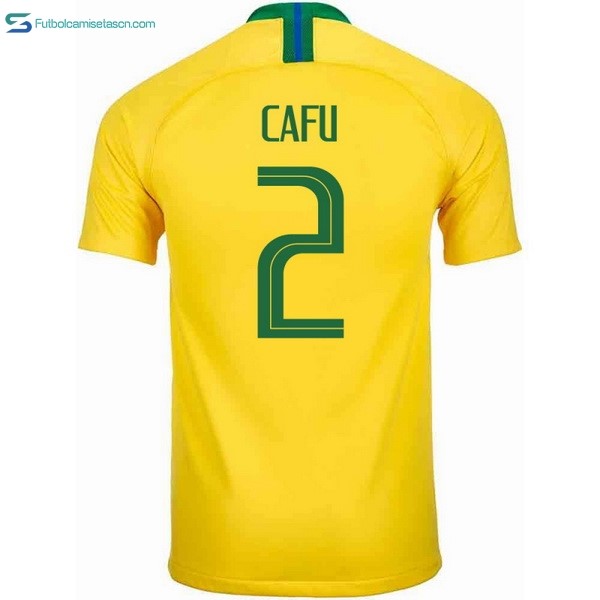 Camiseta Brasil 1ª Cafu 2018 Amarillo